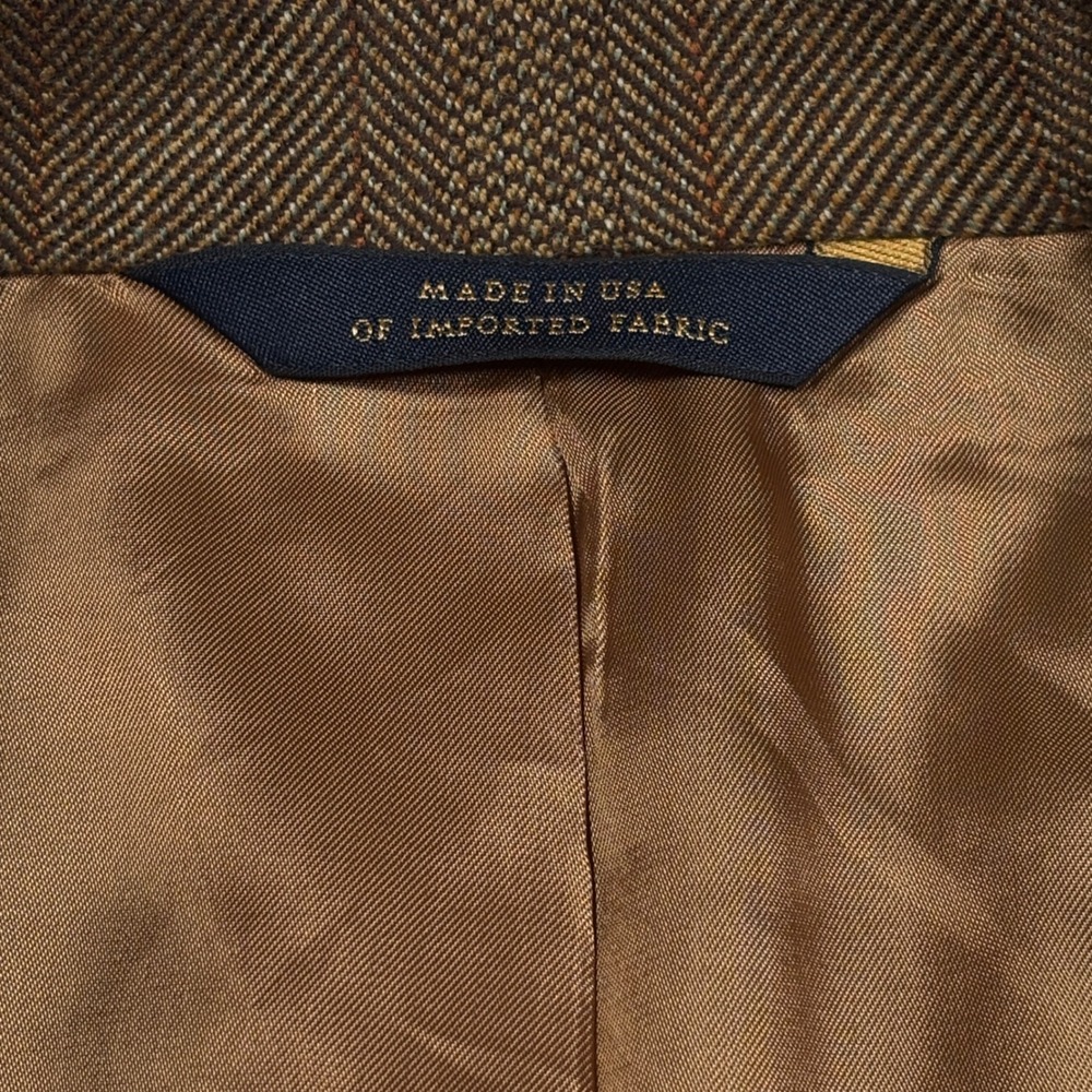 Brooks Brothers Saxon Sport Coat Men 43R Brown Herringbone Striped 2-Button USA - Picture 3 of 15